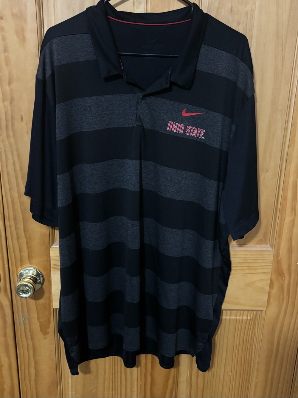 Nike Black and Gray Ohio State Striped Polo
